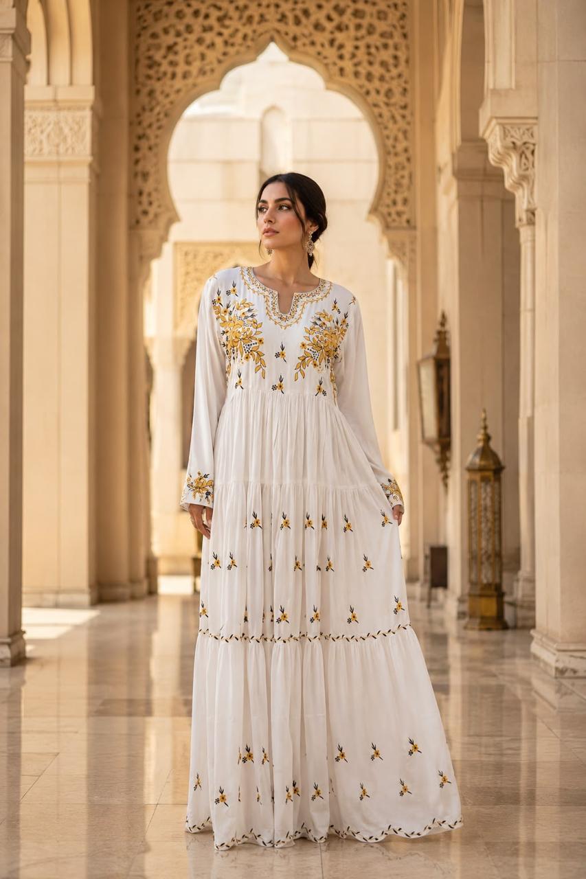 Yellow White Kaftan
