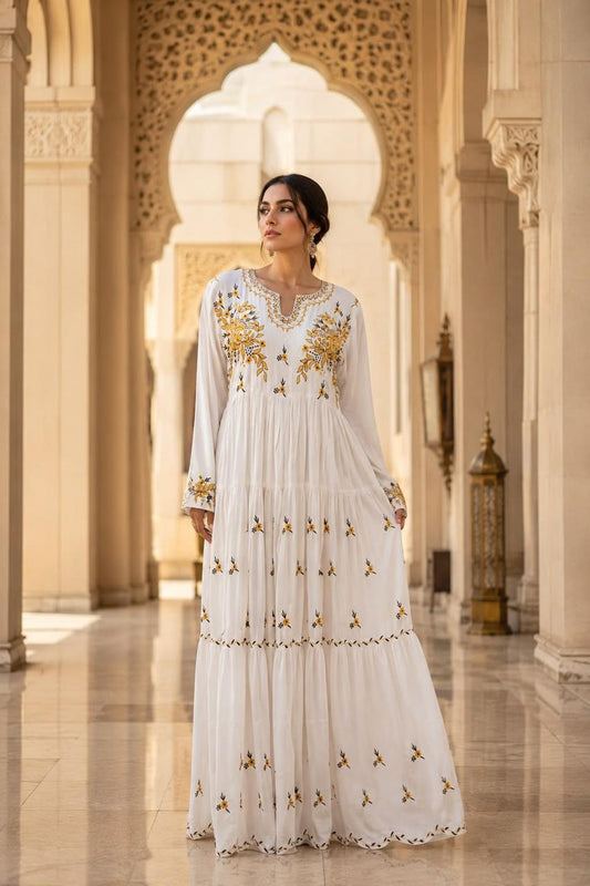 Yellow White Kaftan