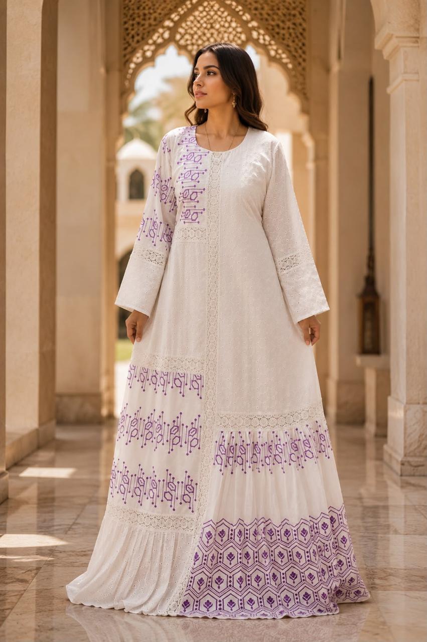 Purple White Kaftan