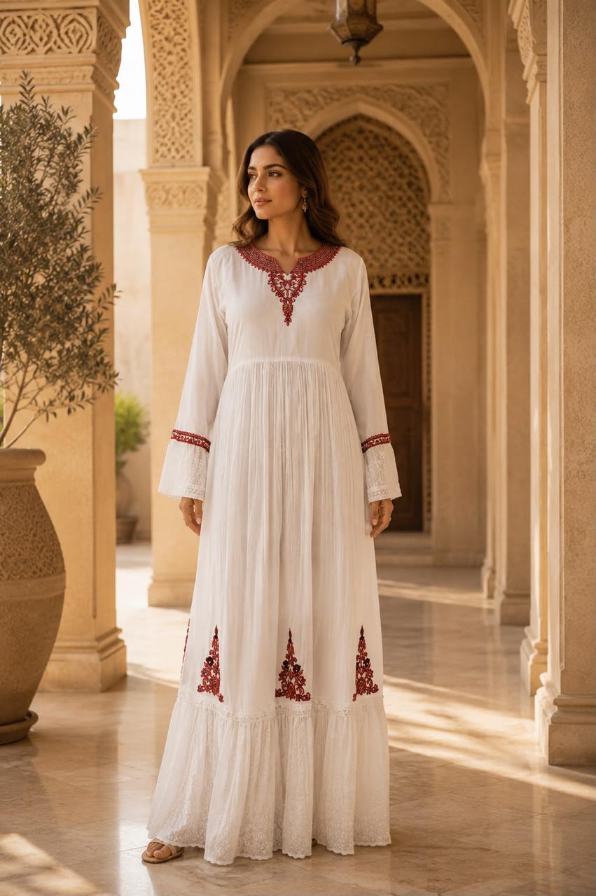 Maroon Lace Kaftan